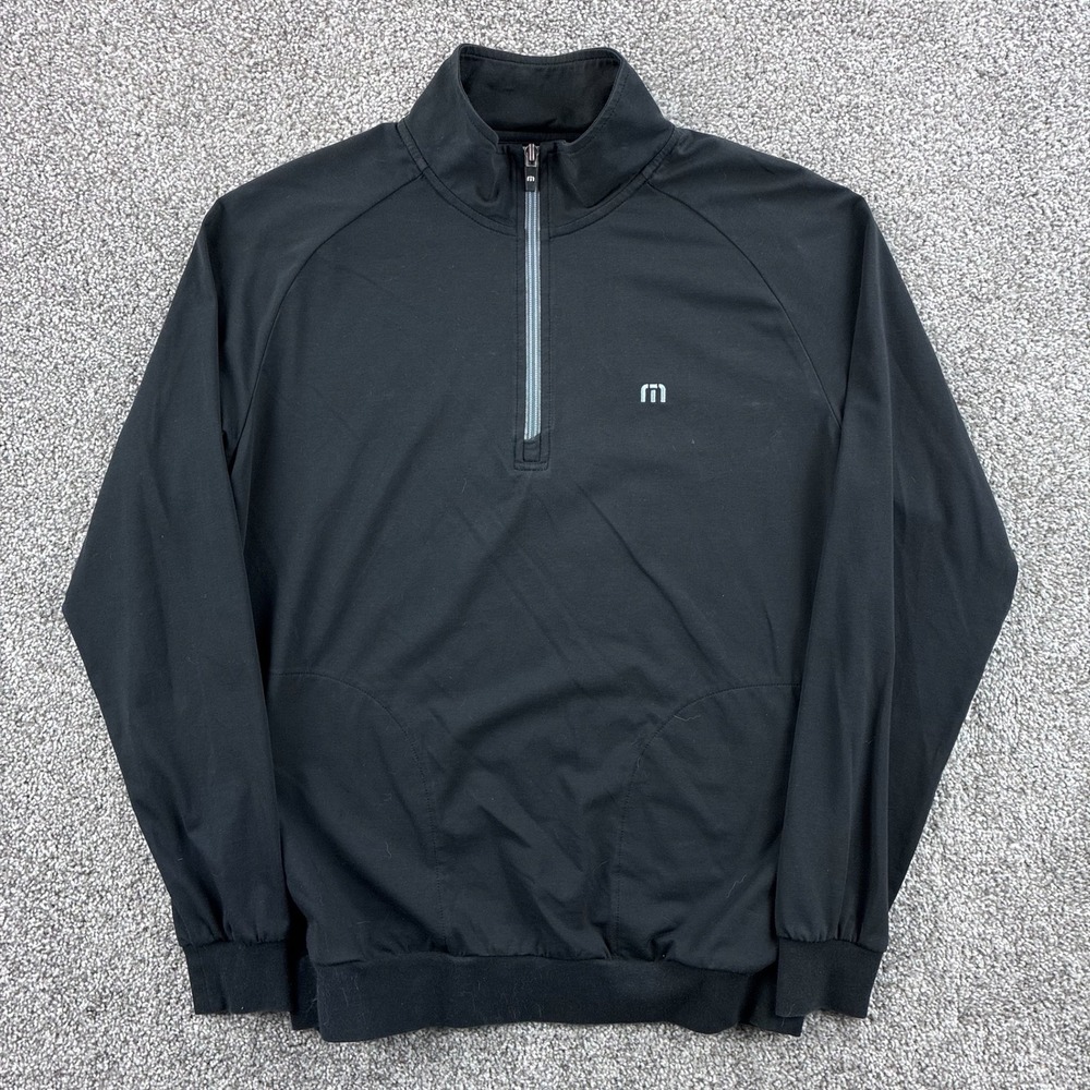 Travis Mathew Coto Performance 1/4 Zip Mens Medium Black Pullover Golf